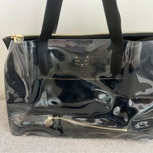 Charlotte Olympia Black Patent Cat Face Tote with Gold Hardware
